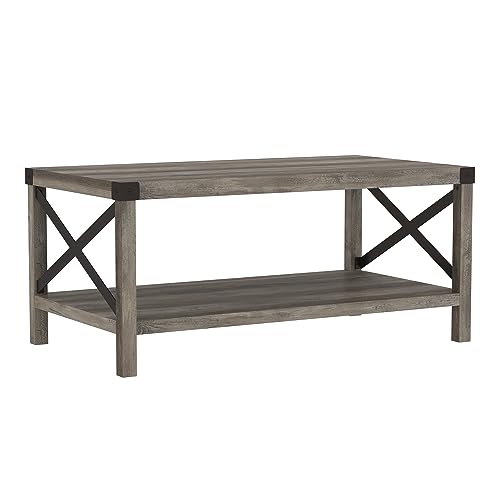 Walker Edison Walker Edison Sedalia Modern Farmhouse Metal X Coffee Ta — Build quality and design details up close