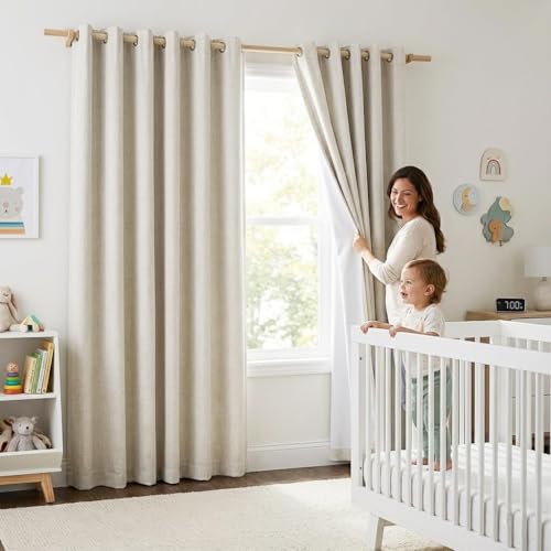 NICETOWN NICETOWN Natural 100% Blackout Linen Curtains 84 inch Long Bu — Design and materials in detail