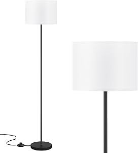 Modern Floor Lamp Simple Design with White Shade, Foot Pedal Switch, 60" Small Tall L