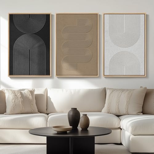 Cuspin Large Framed Boho Modern Neutral Abstract Wall Art for Living R — Design and materials in detail