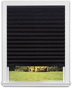 Redi Shade No Tools Original Blackout Pleated Paper Shade Black, 36" W x 72" L,