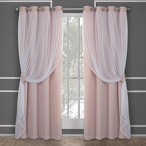 TOWN & COUNTRY LUXE Talia Double Layer Indoor Curtains, Sheer and Room Darkening Black