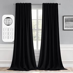 MIULEE Back Tab Blackout Curtains 120 Inch Long 2 Panels Set for Living Room Bedroom Priva