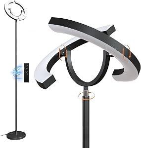 SIBRILLE 30W LED Floor Lamp, 350° Rotating Reading Standing Lamp with Remote Control, Step