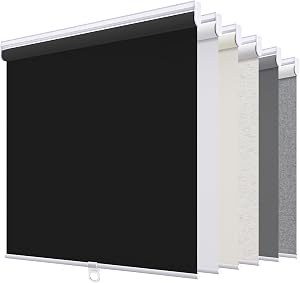 Sunoff Blackout Roller Shades Blinds Cordless for Windows Pull Down Room Darkening Door Bl