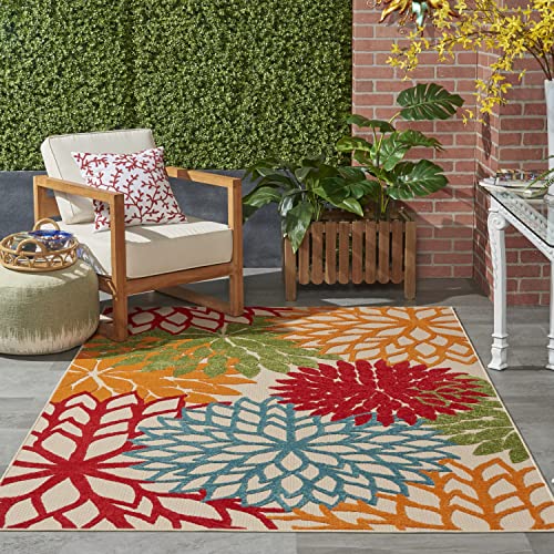 Nourison Nourison Home Aloha Indoor/Outdoor Green 5'3" x 7'5" Area Rug — Build quality and design details up close