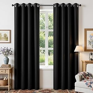 Joydeco Blackout Curtains for Bedroom 84 Inch - Black Out Curtains with Grommets Thermal I