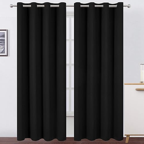 LEMOMO Blackout Curtains 52 x 84 inches Long Black Curtains Set of 2 P — Our recommended configuration for best results