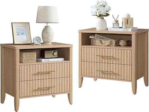 UZUXNUX Fluted Queen Size Nightstand Set of 2, 27 inch Wide End Table — Key features at a glance