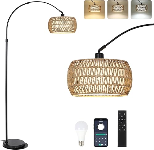Arc Floor Lamps for Living Room with 3 Color Temperatures, Black Stand — Our recommended configuration for best results