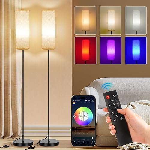 FRIDEKO HOME 2 Pack Floor Lamps for Living Room, Dimmable Colors Tempe — Side-by-side comparison of top picks in this category