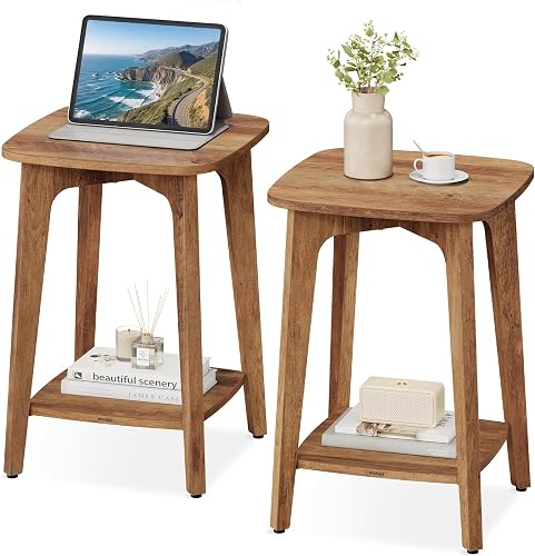 VASAGLE MAEZO Collection - Side Tables, Set of 2, 2-Tier Small Square — Our recommended configuration for best results