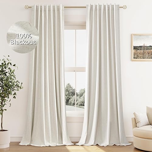 Guken Cream Linen Blackout Curtains 84 Inch Length 2 Panels Set for Li — Real-world performance testing in action