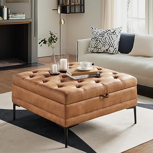 HULALA HOME Faux Leather Coffee Table, 36.5