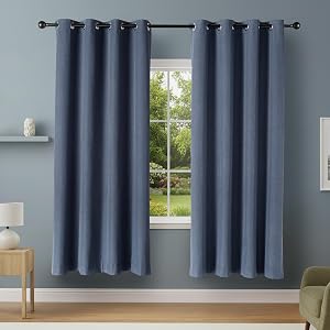 Amazon Basics 100% Blackout Curtains with Grommets, 52 x 84 Inches, Navy, 2 Panels