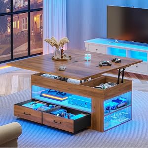 Itaar Lift Top Coffee Table, 4 in 1 Coffee Tables with Storage and Hidden Compartment, Far