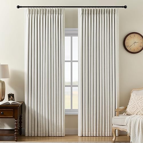 Pinch Pleated Curtains 100% Blackout Linen Curtains 95 Inches Long for — Our recommended configuration for best results