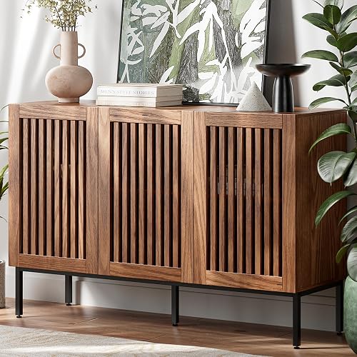BVIUNTWO Buffet Cabinet, Modern Credenza Storage Cabinet with Adjustab — Build quality and design details up close