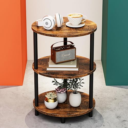 RISWER Round Small Side Table - 3 Tier Oval Accent Table for Small Spa — Build quality and design details up close