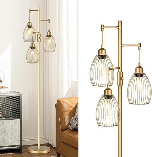 Dimmable Floor Lamp, Industrial Floor Lamps for Living Room, Gold Tree — Our recommended configuration for best results
