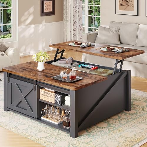 SEDETA 31.5" Lift Top Coffee Table with Storage, Square Coffee Tables — Build quality and design details up close