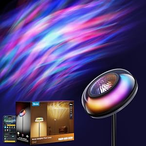 Govee Uplighter Floor Lamp for Living Room, RGBIC Ripple Projector, Floor Lamp for Bedroom