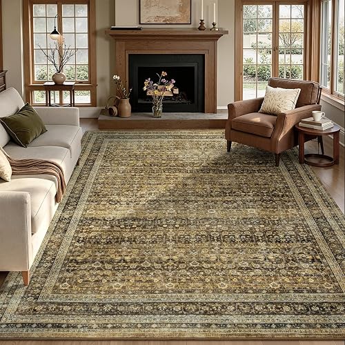 Vibrug 8x10 Caramel Brown Area Rugs for Living Room - Vintage Distress — Side-by-side comparison of top picks in this category