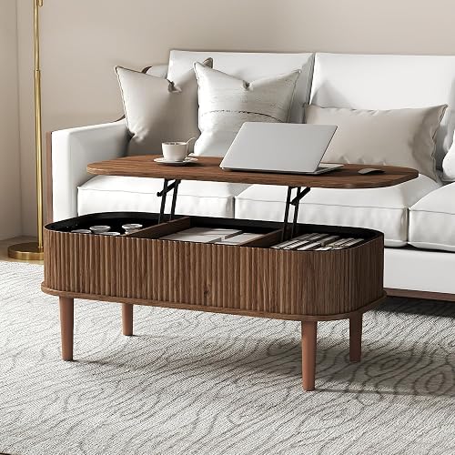 Fluted Lift Top Coffee Table with Hidden Storage, Oval Coffee Table wi — Real-world performance testing in action